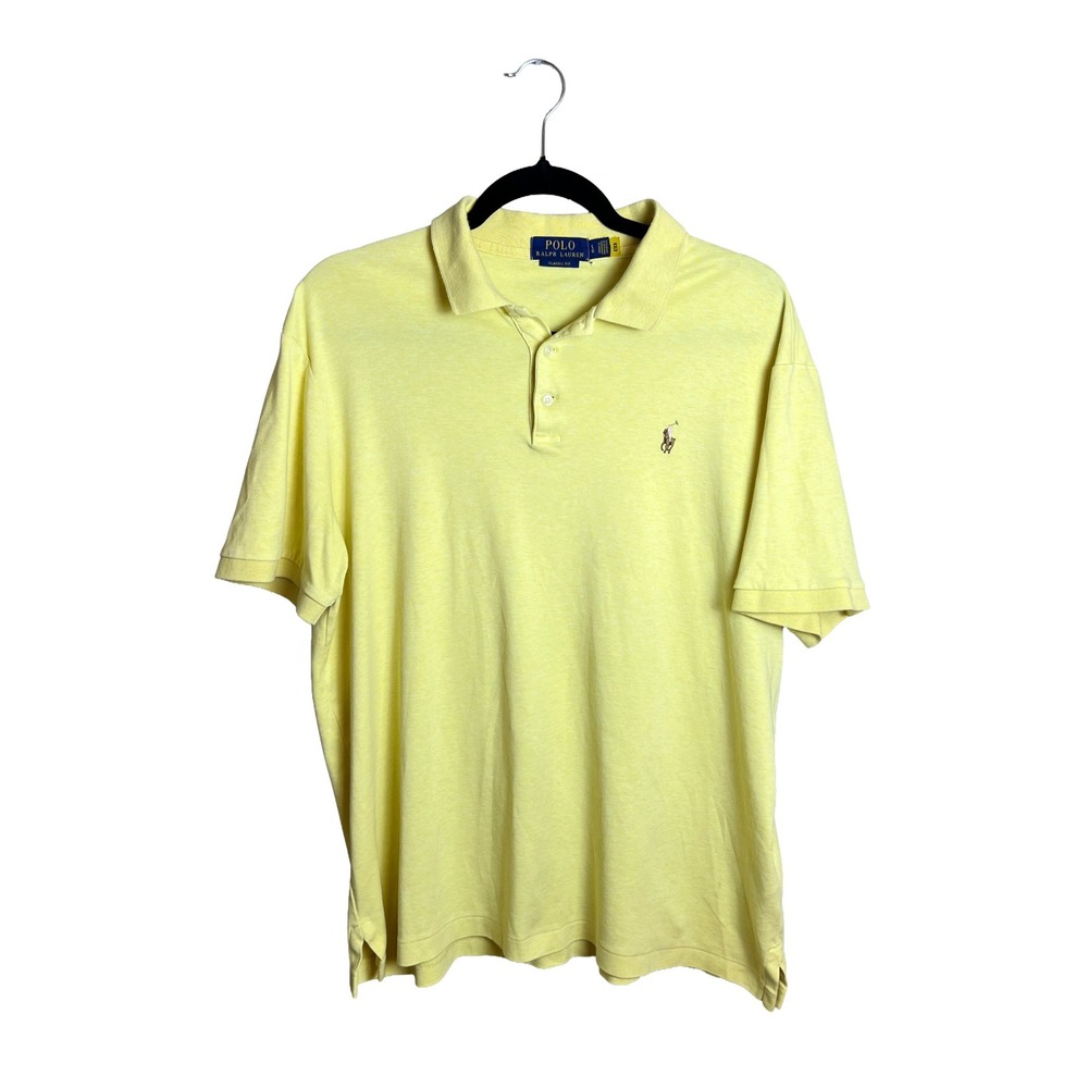 Polo Ralph‎ Lauren Classic Fit Polo Shirt Yellow L Preppy Old Money Mens